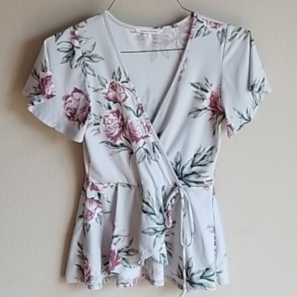 Caution To The Wind Peplum Cinched Surplice